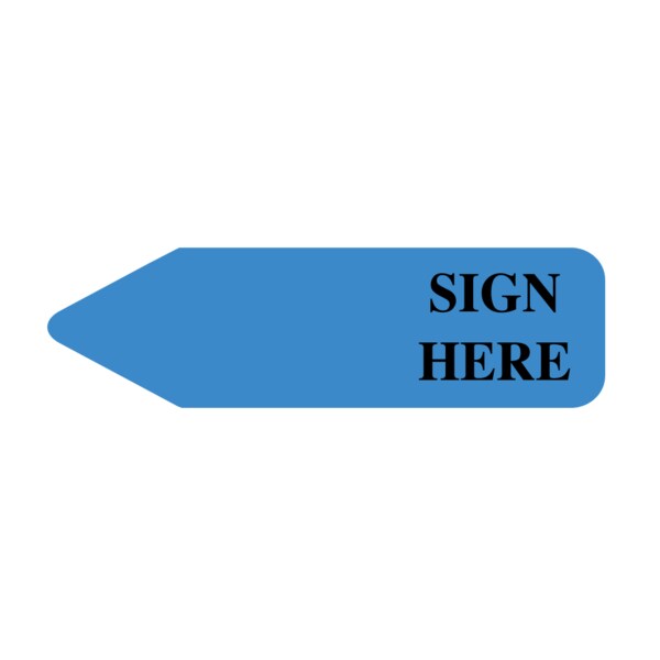 Labeling Flag - Imprinted - Sign Here - Blue - Re Fill - 9/16" x 2"